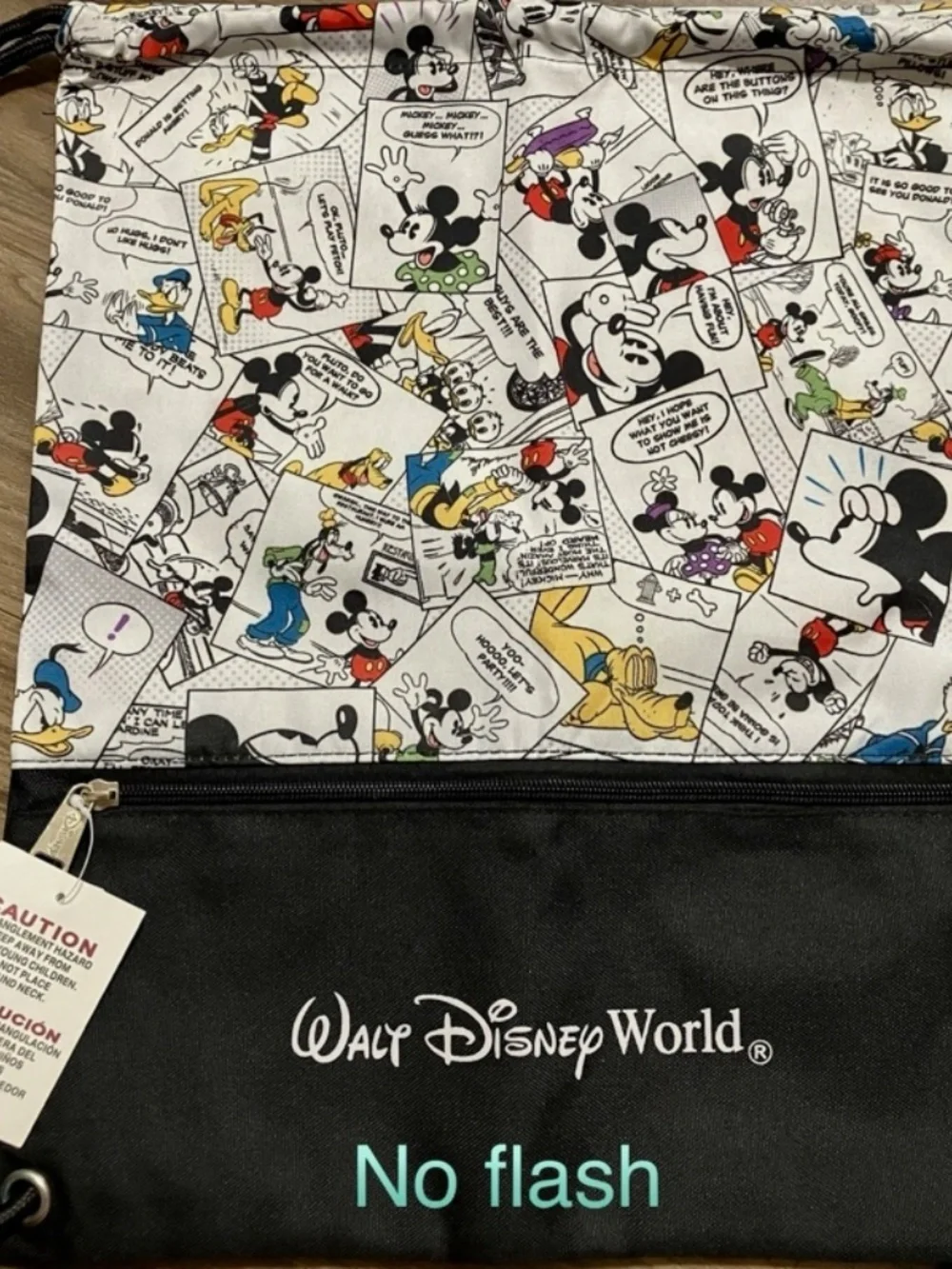 2 Walt Disney World Parks Mickey Mouse Drawstring Backpack $32 Comic Strip BNWT